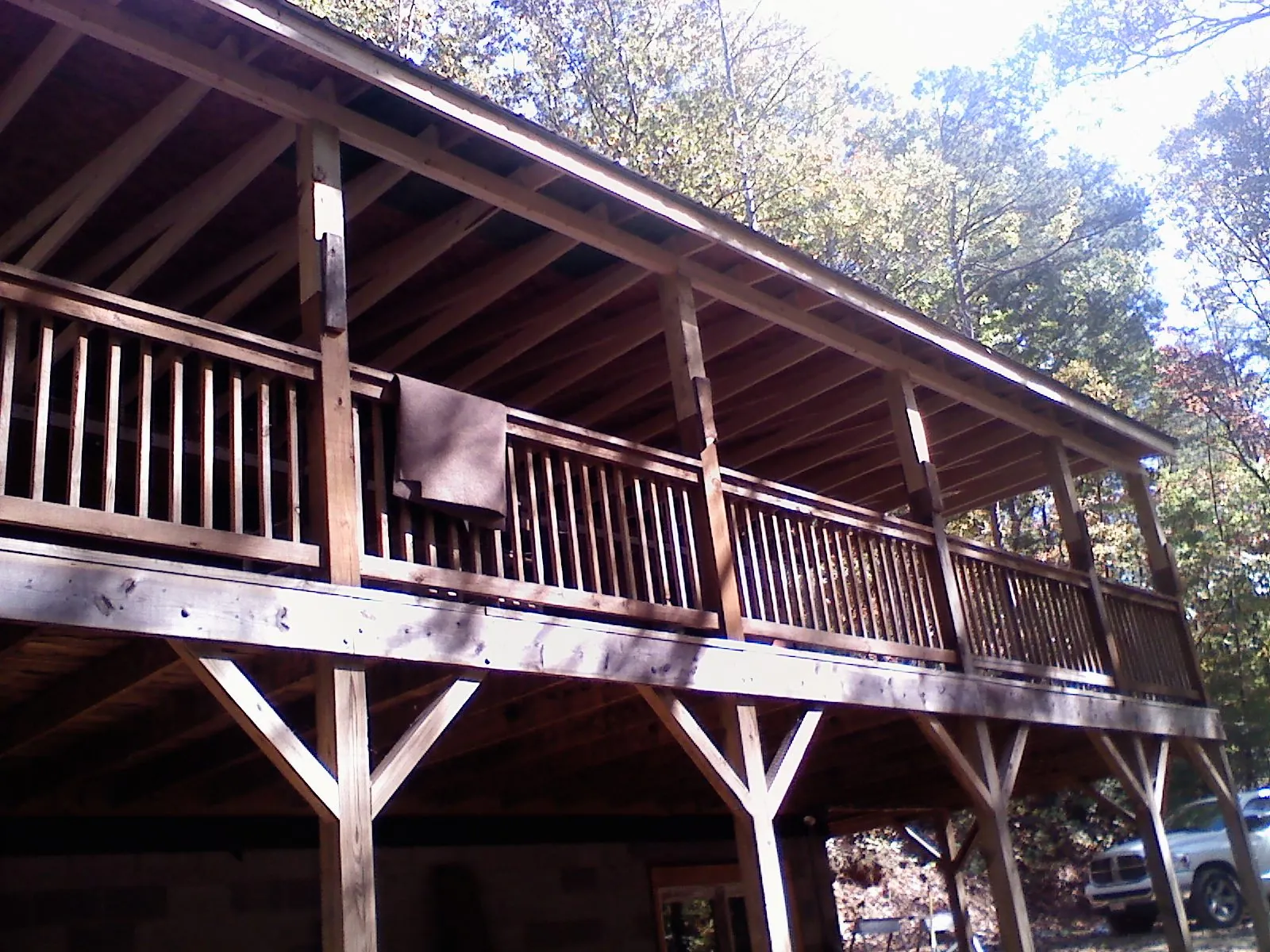 Timber framing under a new elevated porch and deck — Roof Leak Repair in Prophetstown by Roofing Brothers